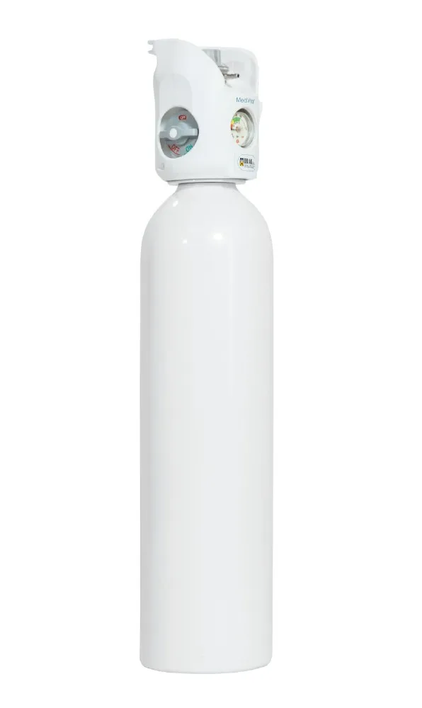 OXYGEN CYLINDER WITH BUILT-IN FLOWMETER