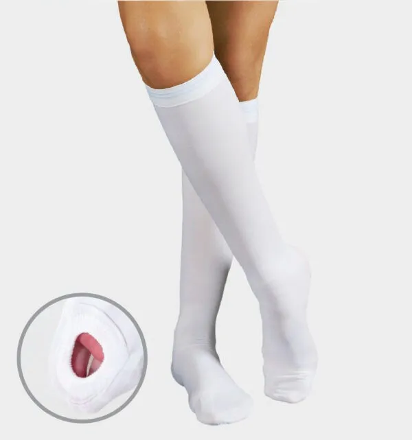 ANTI-EMBLOSION SOCKS BELOW KNEE CLASS I CLOSED TOES WHITE
